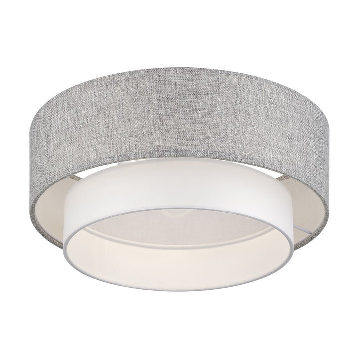 3 Light Brushed Nickel Large Semi-Flush With Hand Crafted Urban Gray