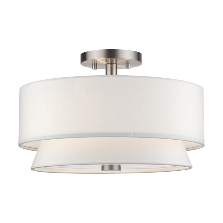 3 Light Brushed Nickel Large Semi-Flush by Livex Lighting