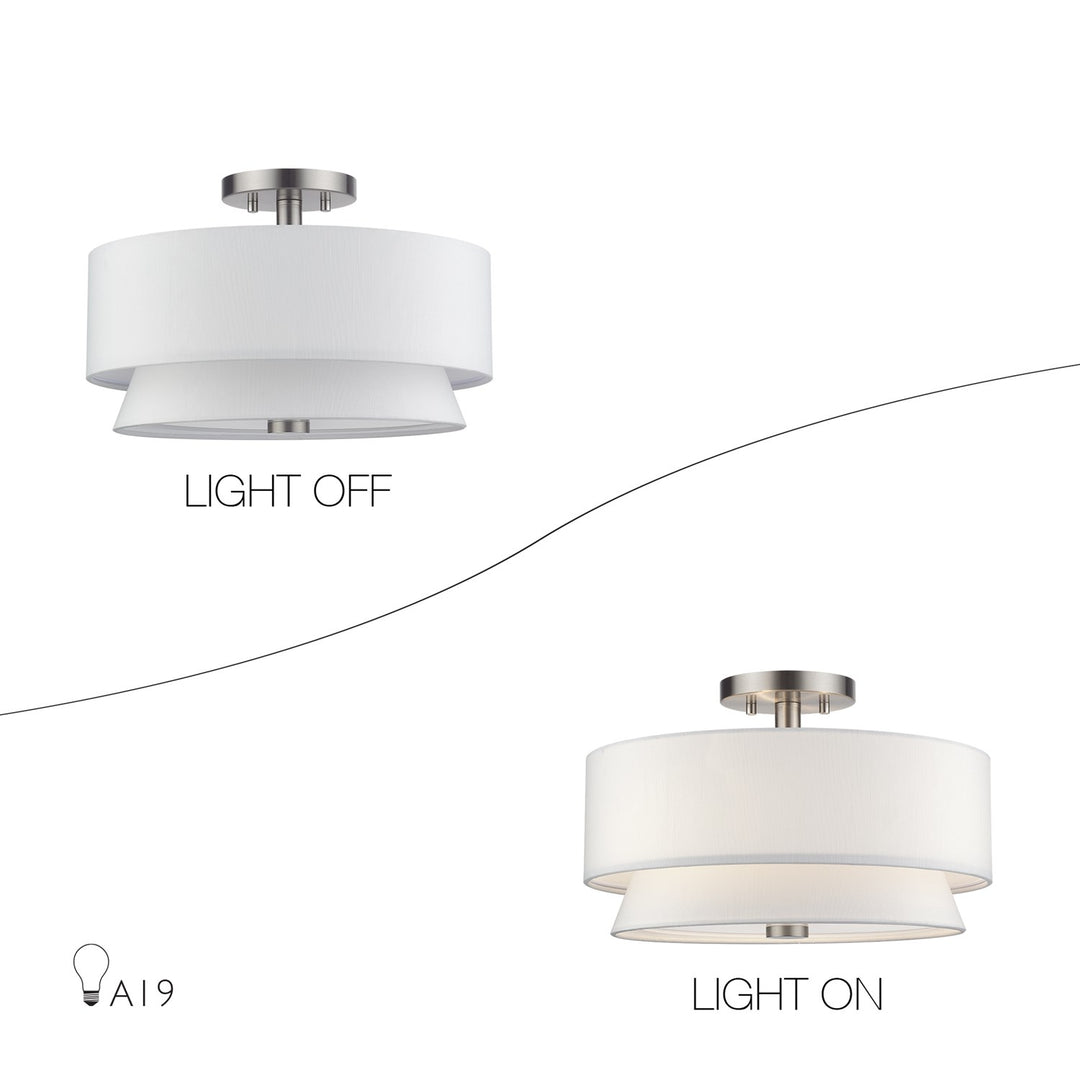 3 Light Brushed Nickel Large Semi-Flush
