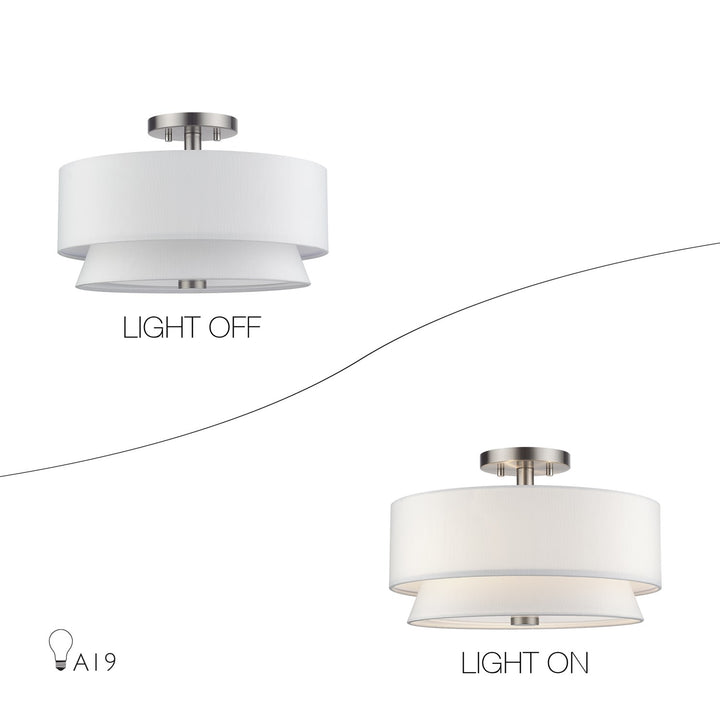 3 Light Brushed Nickel Large Semi-Flush