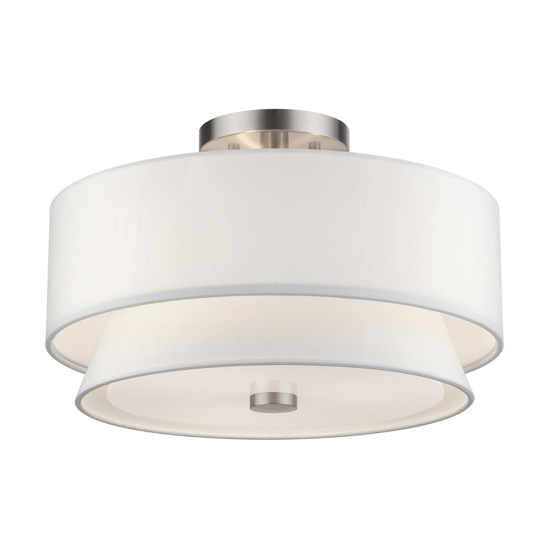 3 Light Brushed Nickel Large Semi-Flush