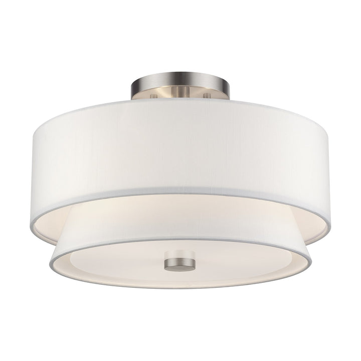 3 Light Brushed Nickel Large Semi-Flush