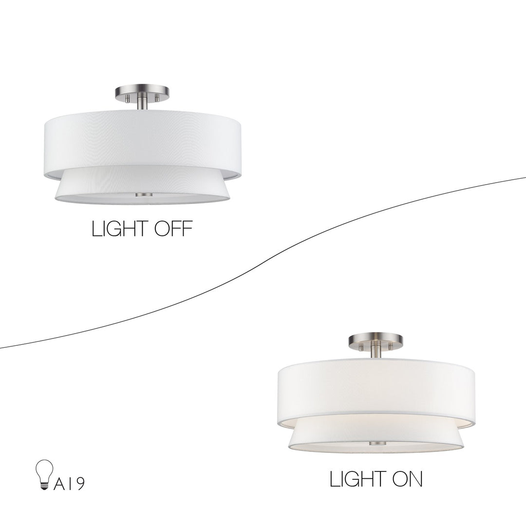 4 Light Brushed Nickel Large Semi-Flush