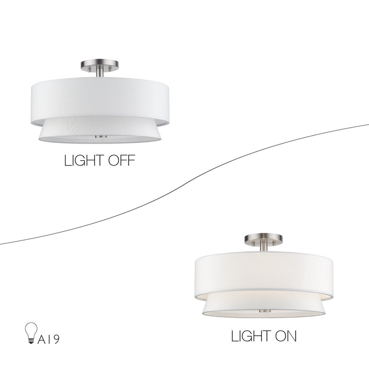 4 Light Brushed Nickel Large Semi-Flush