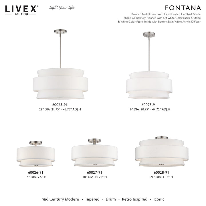 4 Light Brushed Nickel Large Semi-Flush