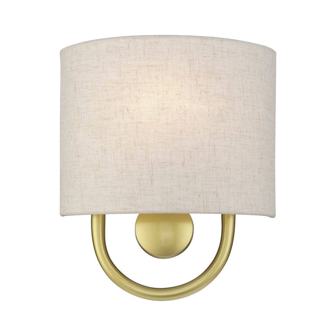 1 Light Soft Gold Ada Sconce With Hand Crafted Oatmeal Fabric Shade by Livex Lighting