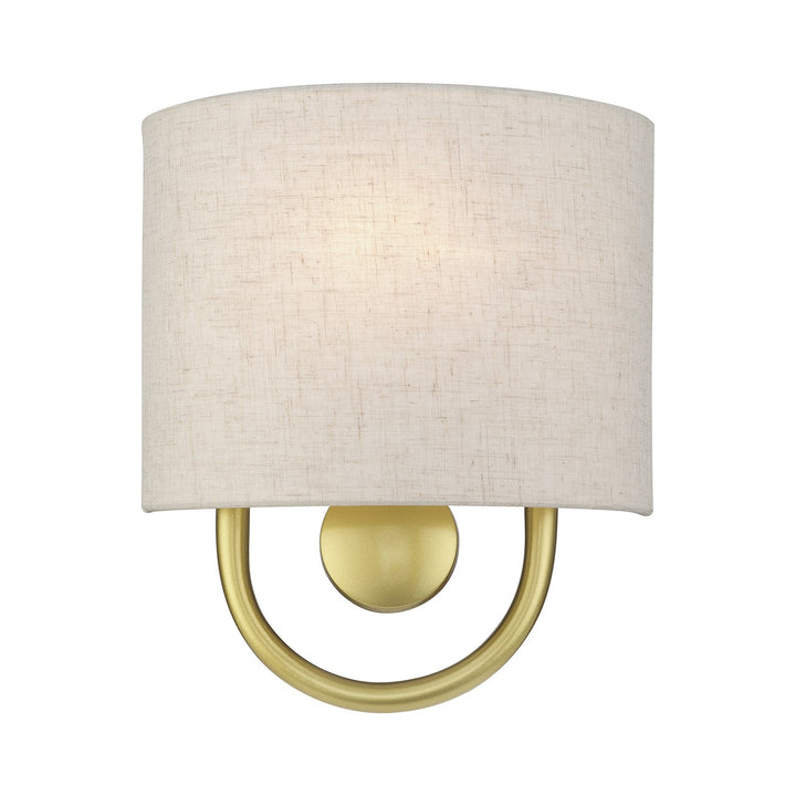 1 Light Soft Gold Ada Sconce With Hand Crafted Oatmeal Fabric Shade by Livex Lighting