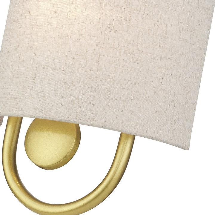 1 Light Soft Gold Ada Sconce With Hand Crafted Oatmeal Fabric Shade