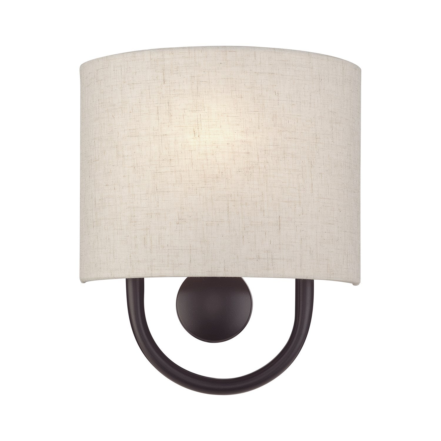 1 Light English Bronze Ada Sconce With Hand Crafted Oatmeal Fabric Shade by Livex Lighting