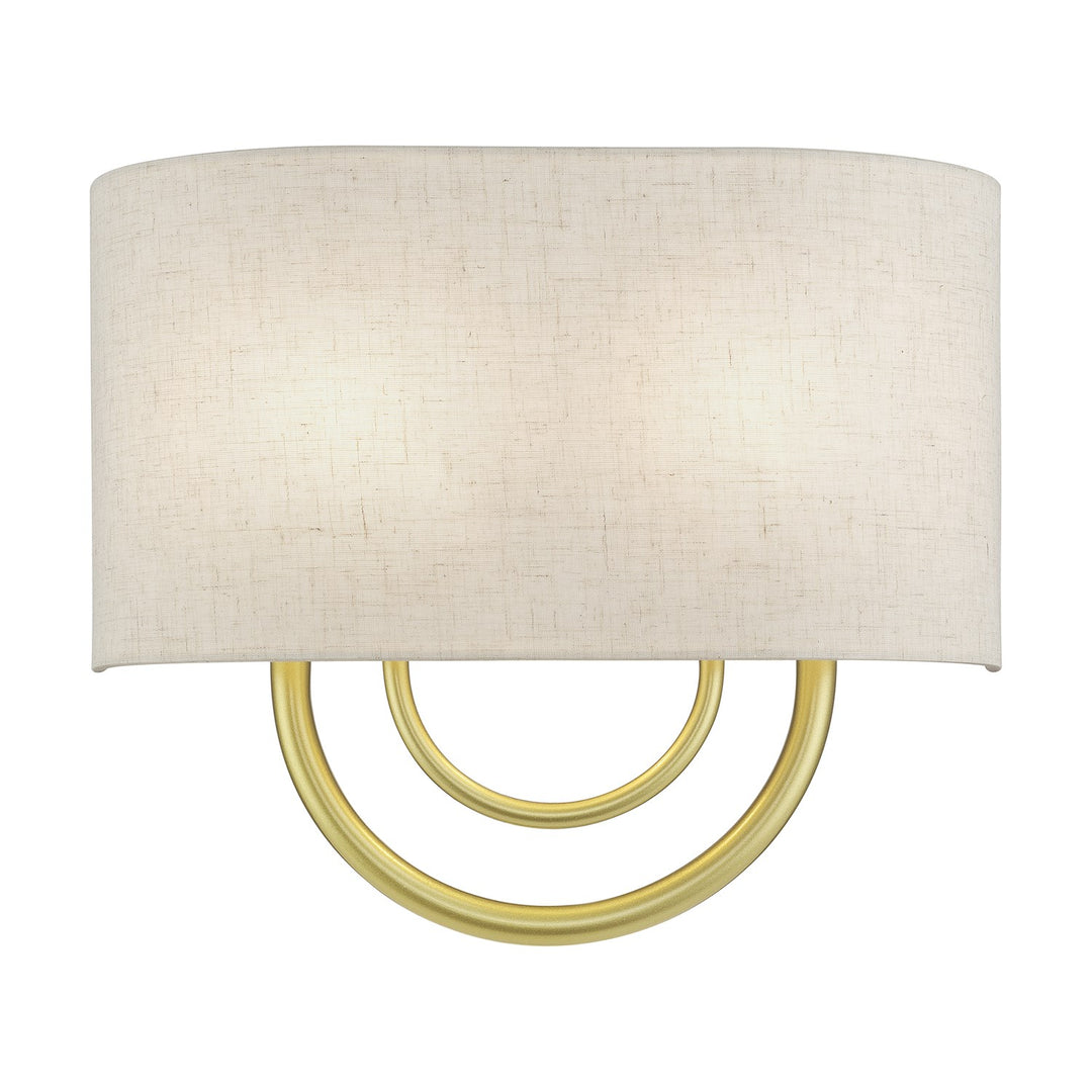 2 Light Soft Gold Ada Sconce With Hand Crafted Oatmeal Fabric Shade by Livex Lighting