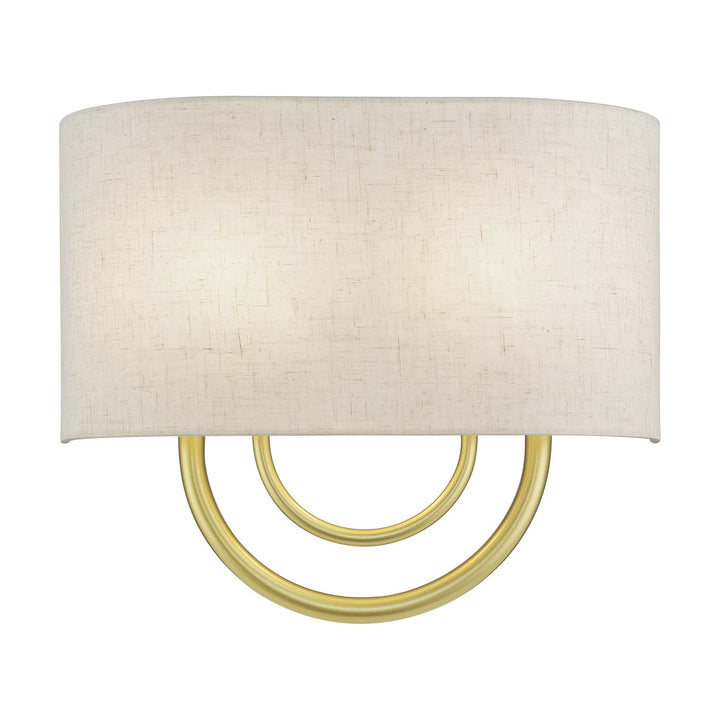 2 Light Soft Gold Ada Sconce With Hand Crafted Oatmeal Fabric Shade by Livex Lighting