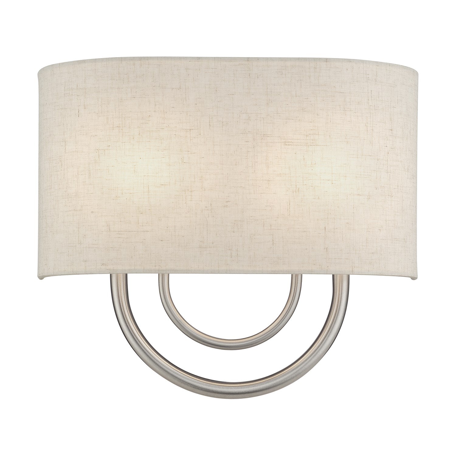 2 Light Brushed Nickel Ada Sconce With Hand Crafted Oatmeal Fabric Shade by Livex Lighting