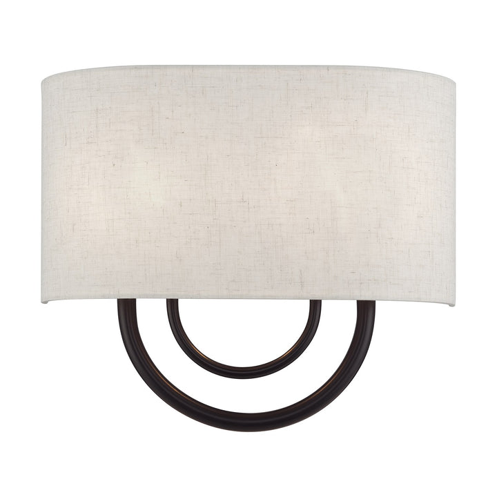 2 Light English Bronze Ada Sconce With Hand Crafted Oatmeal Fabric Shade by Livex Lighting