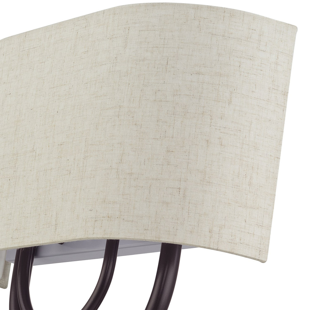 2 Light English Bronze Ada Sconce With Hand Crafted Oatmeal Fabric Shade