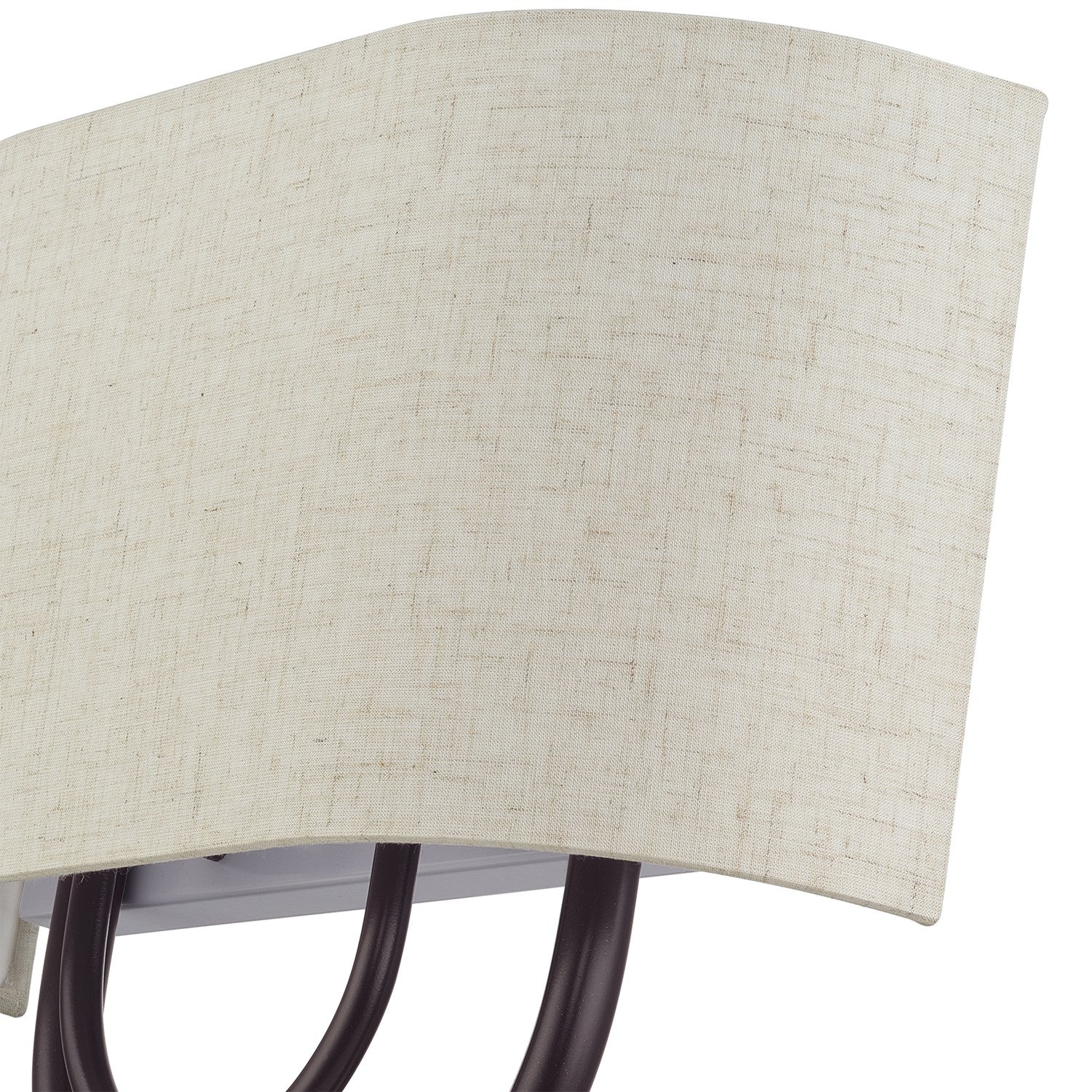 2 Light English Bronze Ada Sconce With Hand Crafted Oatmeal Fabric Shade