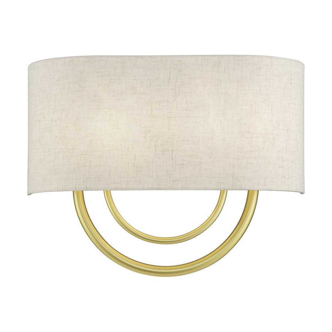 2 Light Soft Gold Large Ada Sconce With Hand Crafted Oatmeal Fabric Shade by Livex Lighting