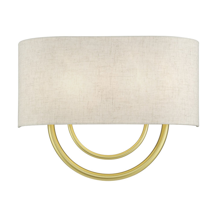2 Light Soft Gold Large Ada Sconce With Hand Crafted Oatmeal Fabric Shade by Livex Lighting