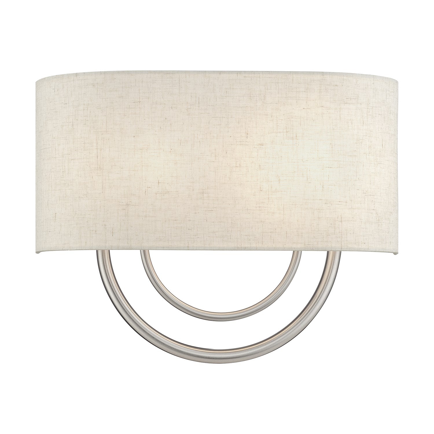 2 Light Brushed Nickel Large Ada Sconce With Hand Crafted Oatmeal Fabric Shade by Livex Lighting