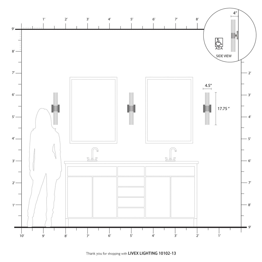 2 Light Textured White Ada Vanity Sconce
