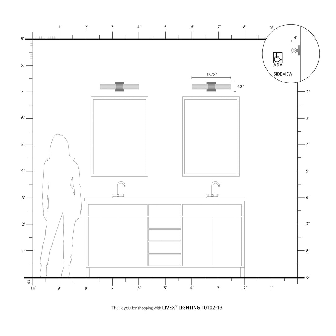 2 Light Textured White Ada Vanity Sconce