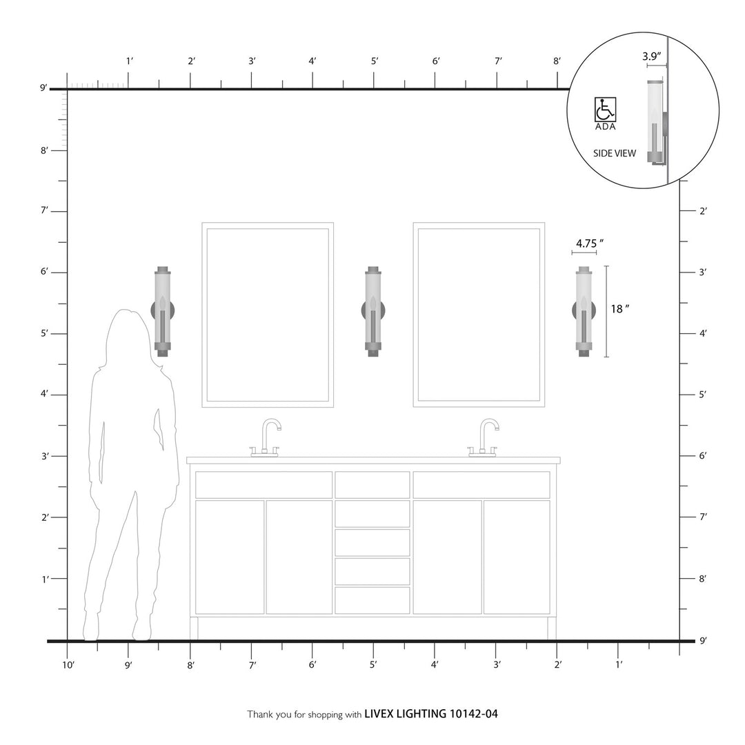 1 Light Black Ada Single Sconce