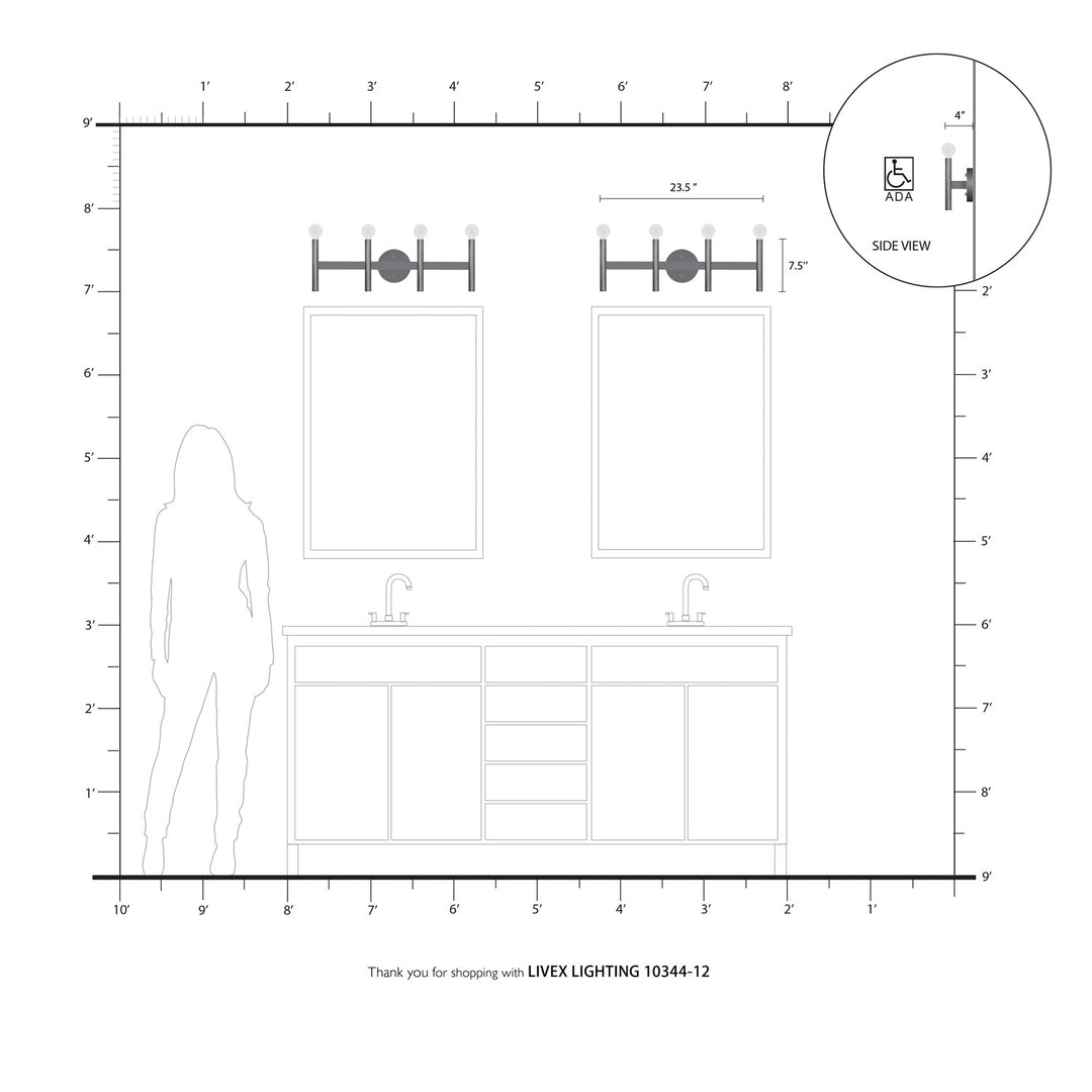 4 Light Satin Brass Ada Vanity Sconce