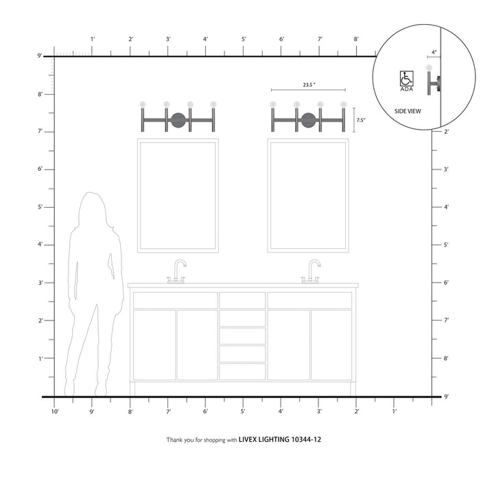 4 Light Satin Brass Ada Vanity Sconce