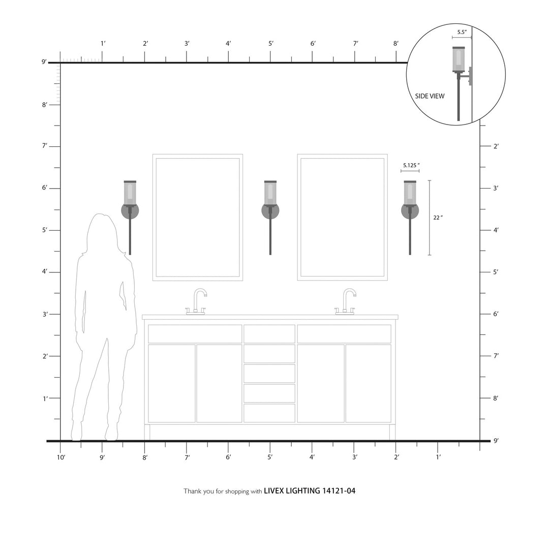 1 Light Black Wall Sconce