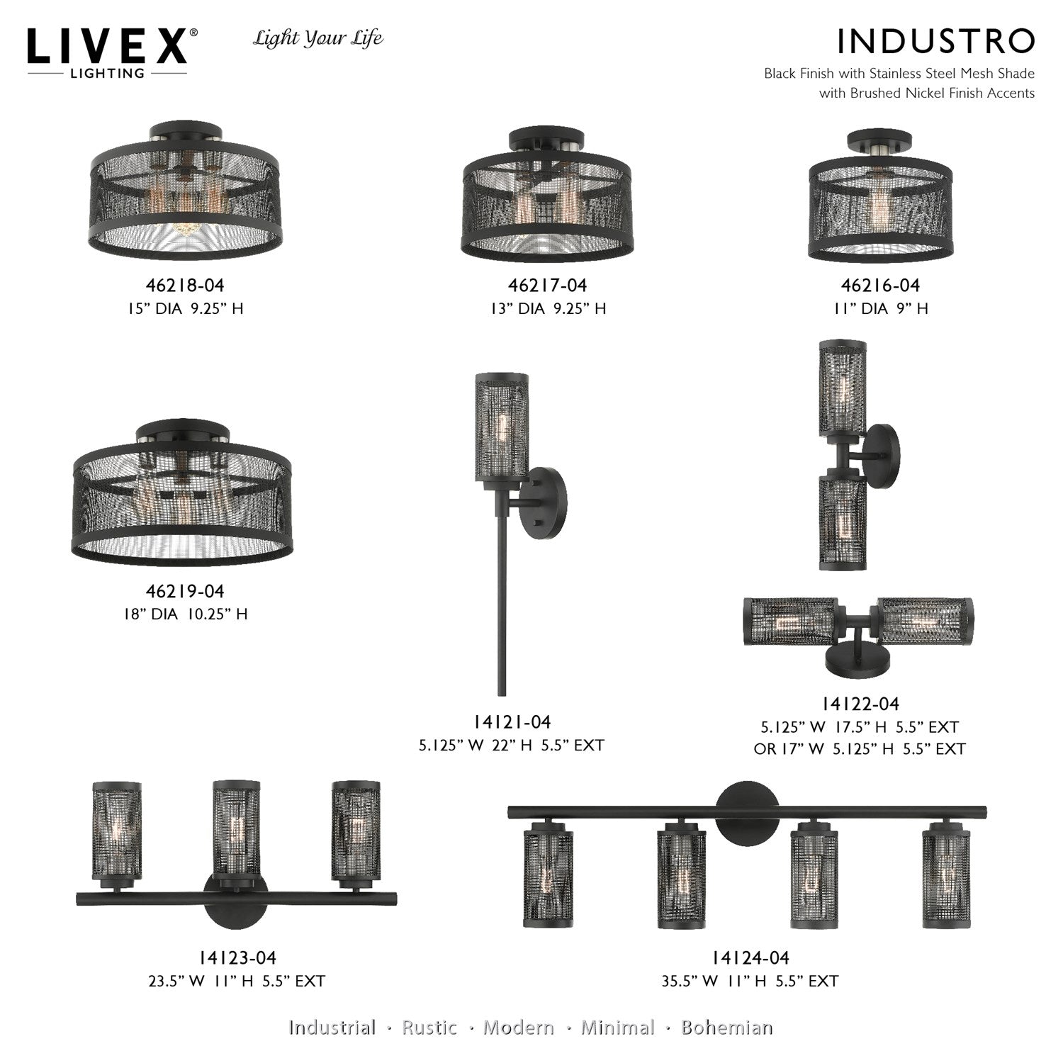 2 Light Black Wall Sconce