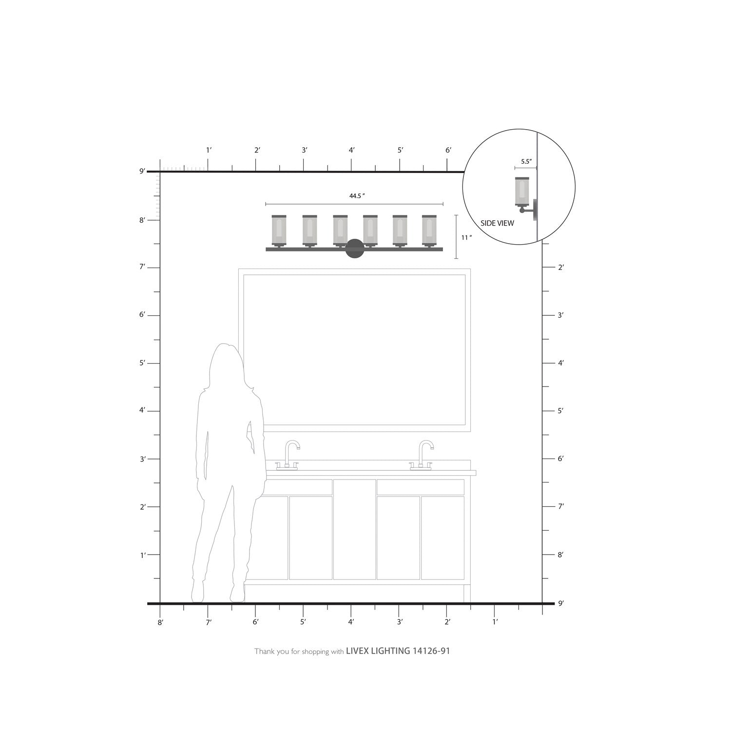 6 Light Brushed Nickel Bath Vanity