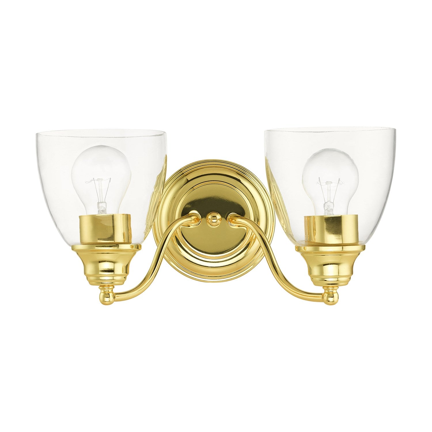 2 Light Polished Brass Vanity Sconce