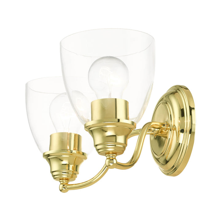 2 Light Polished Brass Vanity Sconce