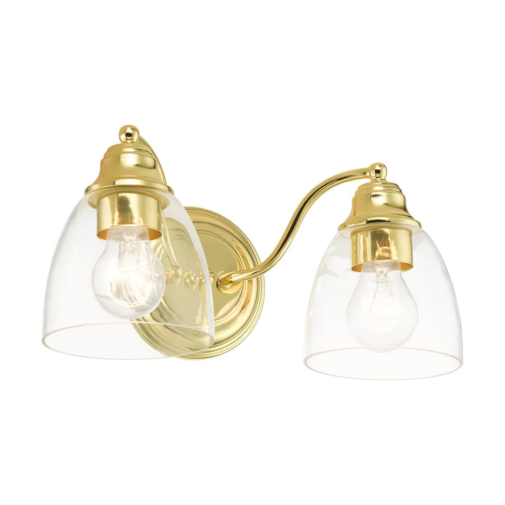 2 Light Polished Brass Vanity Sconce