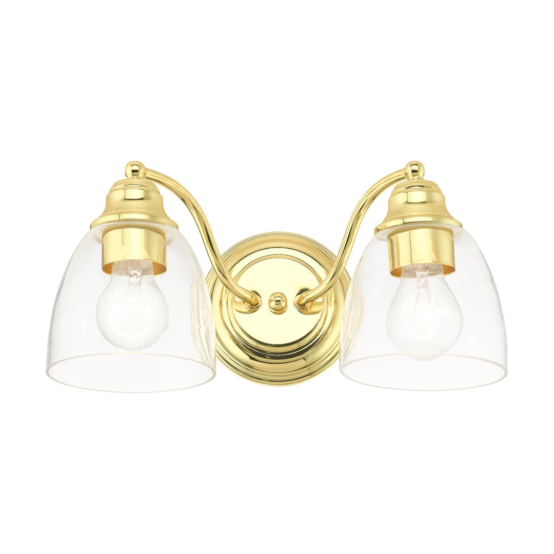 2 Light Polished Brass Vanity Sconce