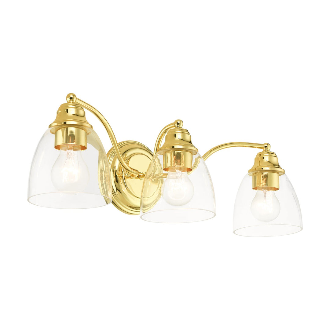 3 Light Polished Brass Vanity Sconce