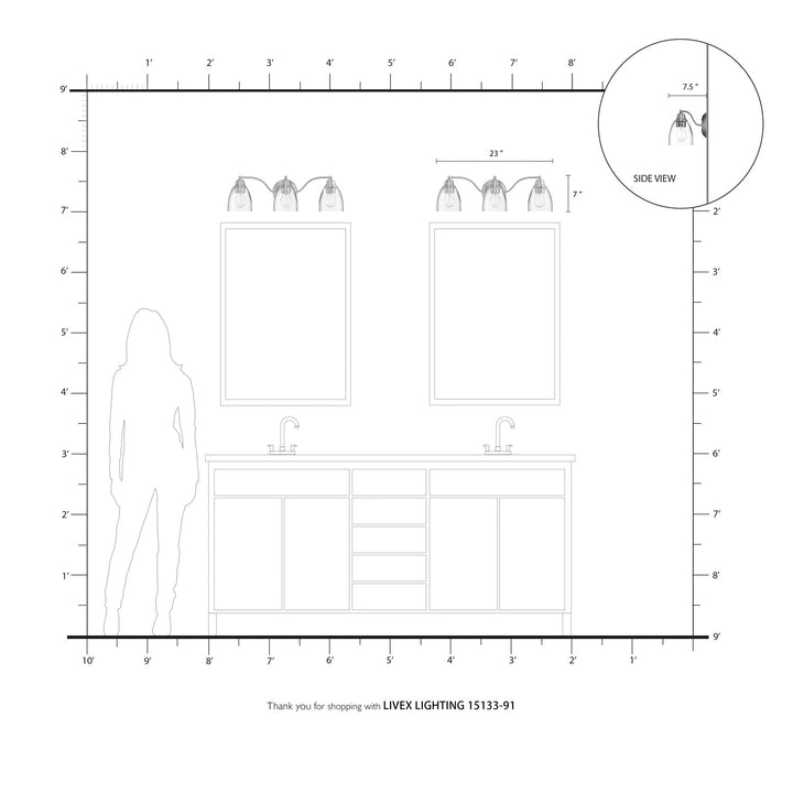 3 Light Brushed Nickel Vanity Sconce