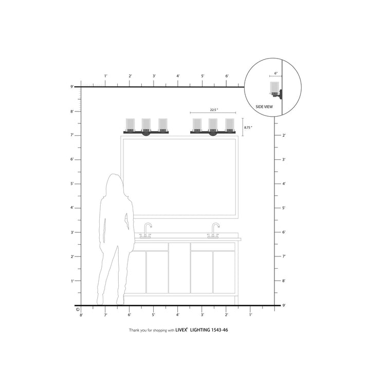 3 Light Polished Black Chrome Bath Vanity