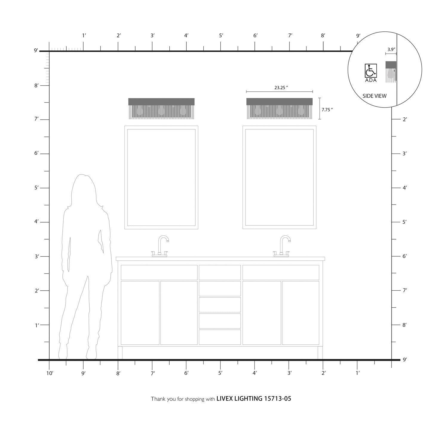 3 Light Polished Chrome Bath Vanity