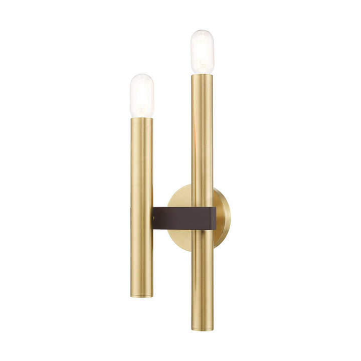 2 Light Satin Brass & Bronze Wall Sconce by Livex Lighting