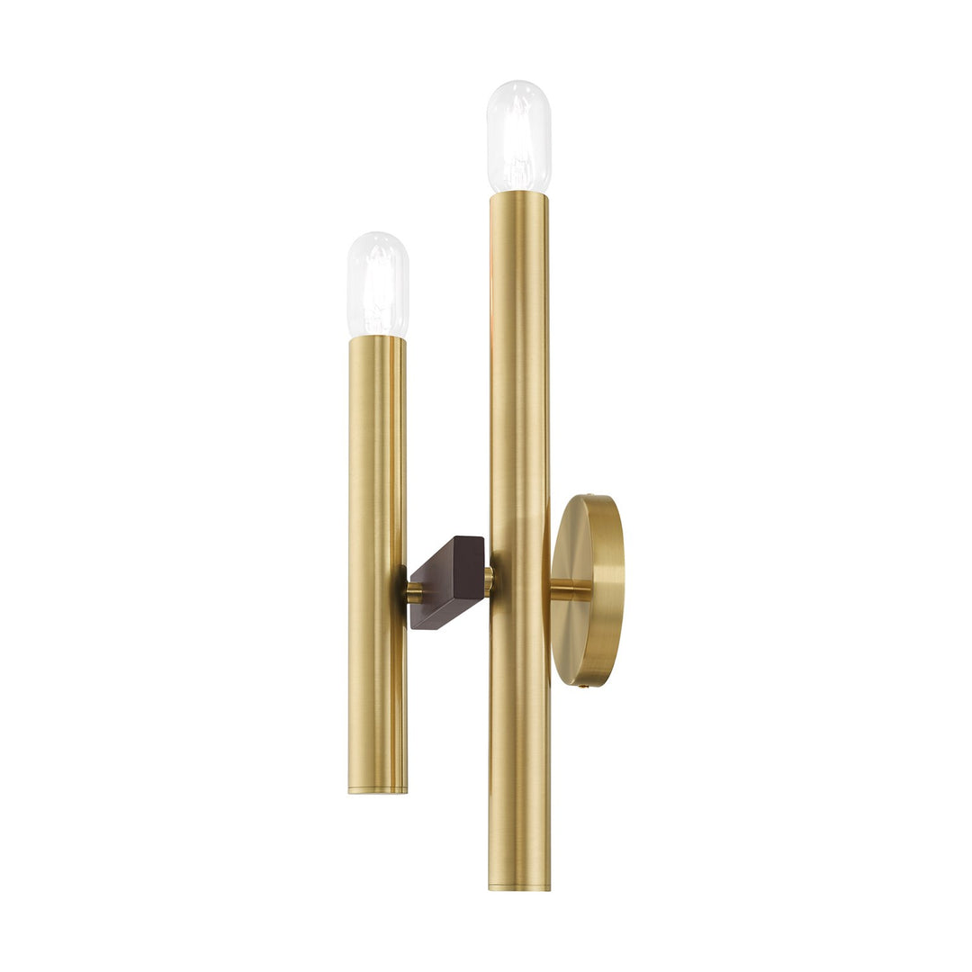 2 Light Satin Brass & Bronze Wall Sconce