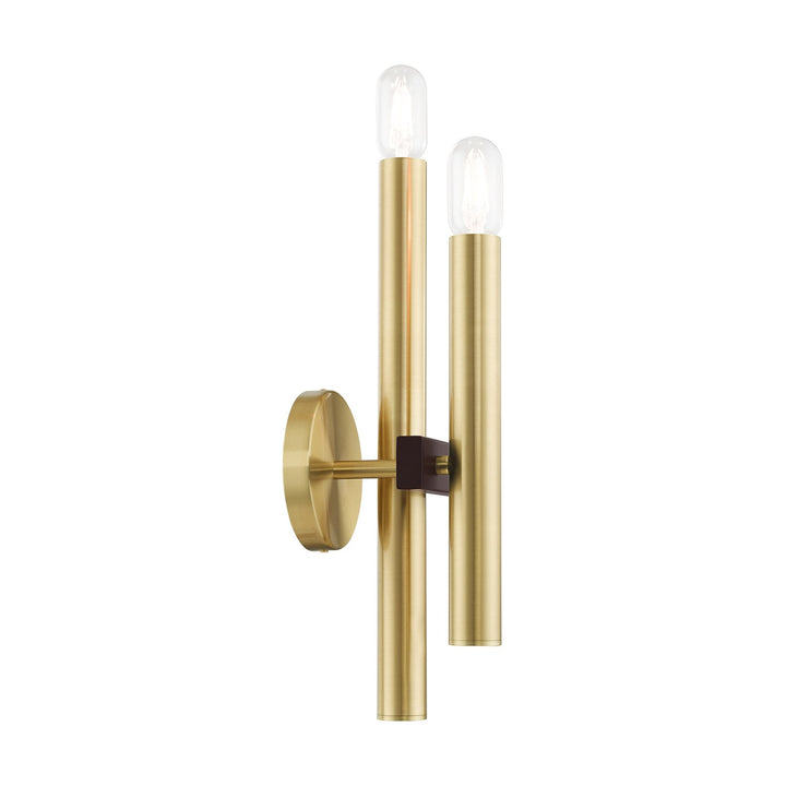 2 Light Satin Brass & Bronze Wall Sconce