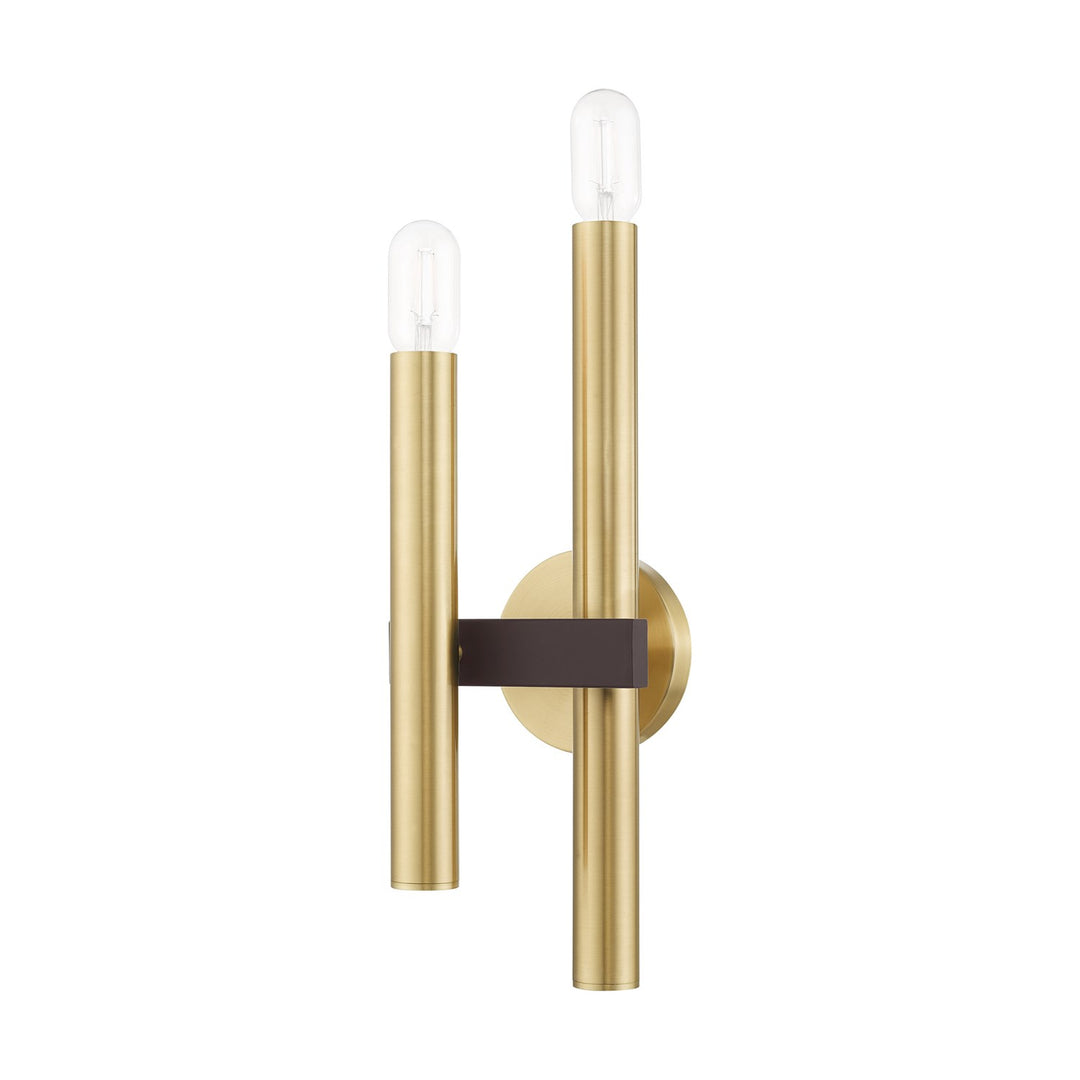 2 Light Satin Brass & Bronze Wall Sconce