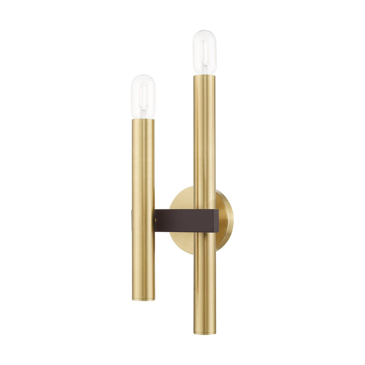2 Light Satin Brass & Bronze Wall Sconce
