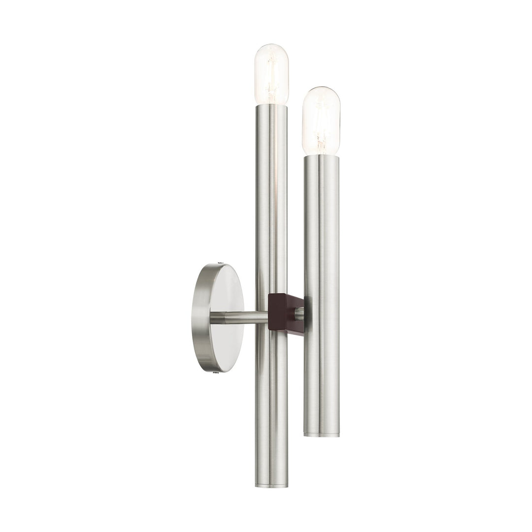 2 Light Brushed Nickel & Bronze Wall Sconce