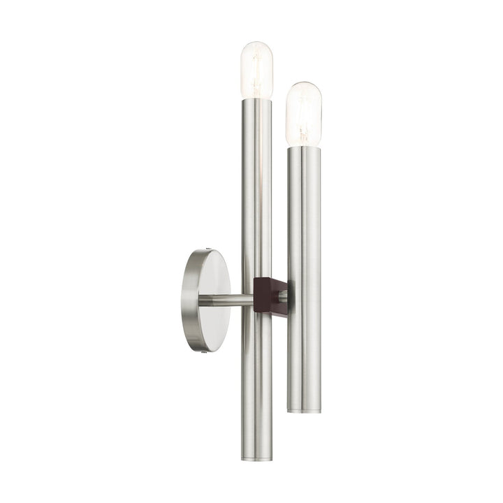 2 Light Brushed Nickel & Bronze Wall Sconce