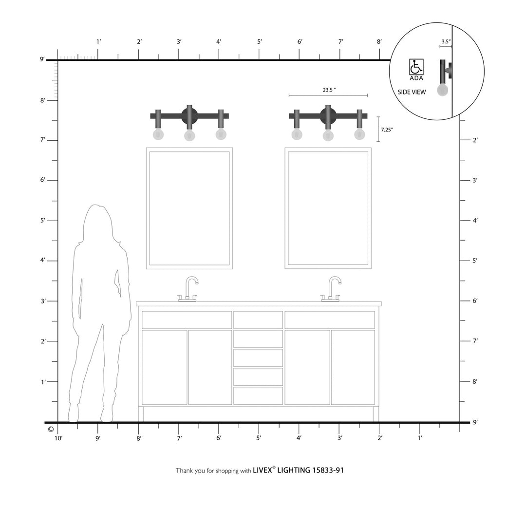 3 Light Brushed Nickel Bath Vanity