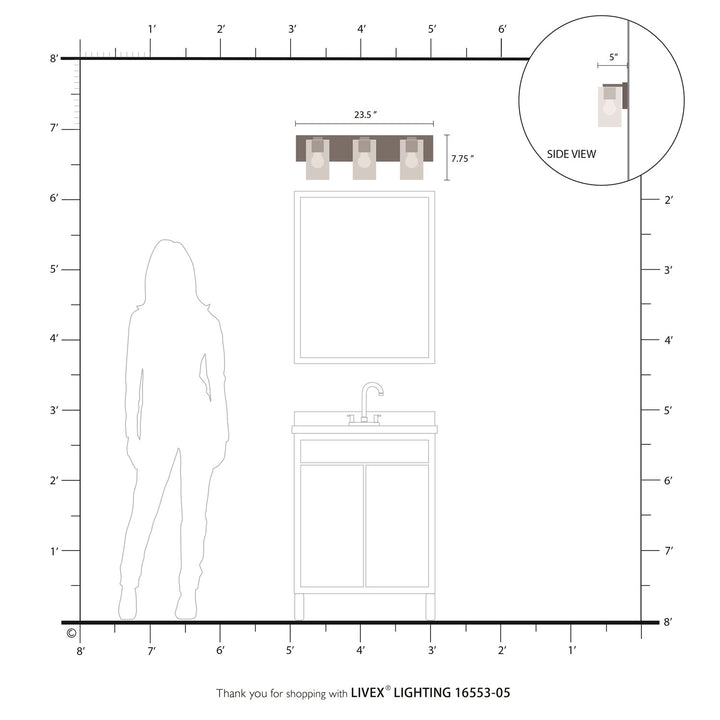 3 Light Polished Chrome Bath Vanity