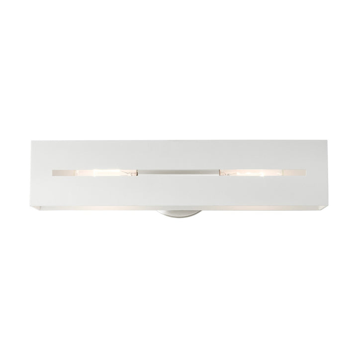 2 Light Textured White With Brushed Nickel Finish Accents Ada Vanity Sconce by Livex Lighting