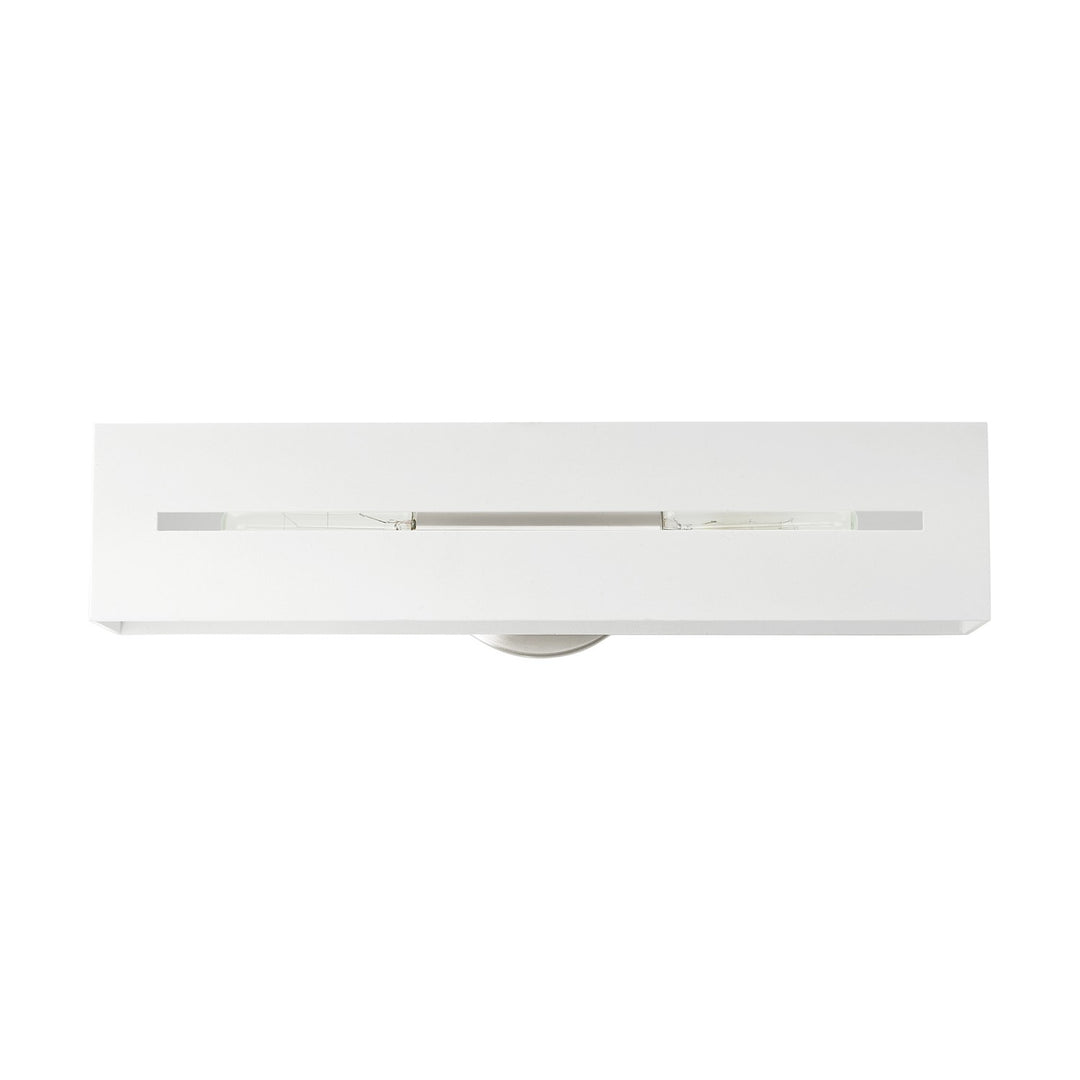 2 Light Textured White With Brushed Nickel Finish Accents Ada Vanity Sconce