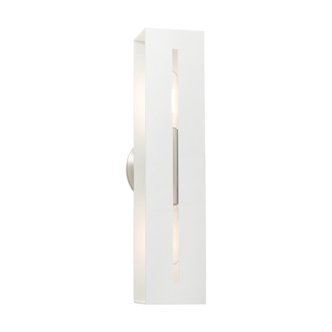 2 Light Textured White With Brushed Nickel Finish Accents Ada Vanity Sconce